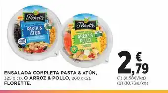 Hipercor Ensalada completa pasta & atún o arroz & pollo florette oferta