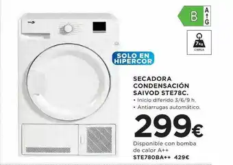 Hipercor Secadora condensación saivod ste78c oferta