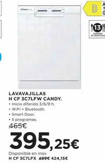 Hipercor Lavavajillas h cf 3c7lfw candy oferta