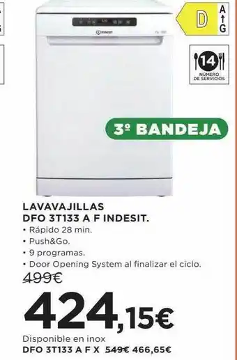 Hipercor Lavavajillas dfo 3t133 a f indesit oferta