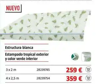 Bauhaus Estructura Blanca Estampado Tropical Exterior Y Color Verde Interior 3 x 2 m oferta