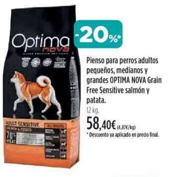 El Corte Inglés Pienso Para Perros Adultos Pequeños, Medianos y Grandes Optima Nova Grain Free Sensitive Salmón y Patata oferta