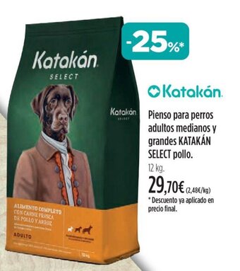 El Corte Inglés Pienso Para Perros Adultos Medianos y Grandes Katakán Select Pollo oferta