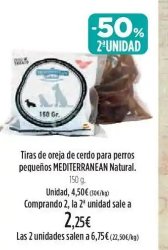El Corte Inglés Tiras de Oreja de Cerdo Para Perros Pequeños Mediterranean Natural oferta