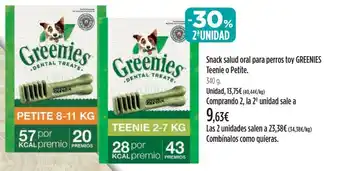 El Corte Inglés Snack Salud Oral Para Perros Toy Greenies Teenie o Petite oferta