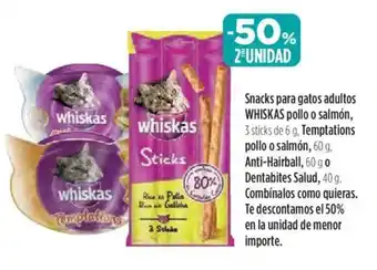 El Corte Inglés Snacks Para Gatos Adultos Whiskas Pollo o Salmón oferta