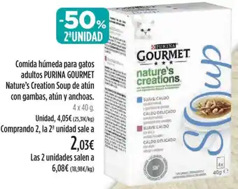 El Corte Inglés Comida Húmeda Para Gatos Adultos Purina Gourmet Nature's Creation Soup de Atún Con Gambas, Atún y Anchoas oferta