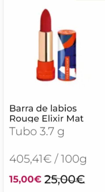 Yves Rocher Barra de Labios Rouge Elixir Mat oferta