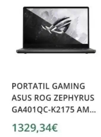 PCBox Portatil Gaming Asus Rog Zephyrus GA401QC-K2175 AM oferta