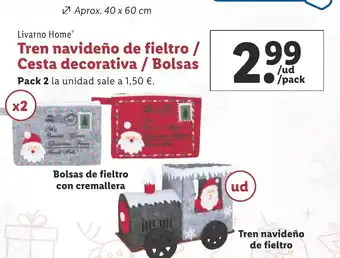 Lidl Tren Navideno de Fieltro/Cesta Decorativa Bolsas oferta