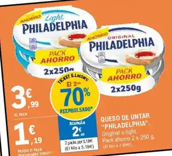 E.Leclerc "Philadelphia" Queso De Untar 2 x 250g oferta