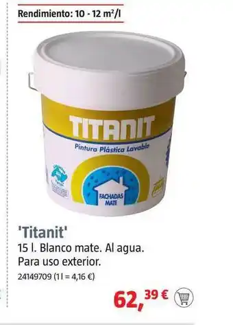 Bauhaus Titanit 15 L Blanco Mate Al Agua Para Uso Exterior oferta