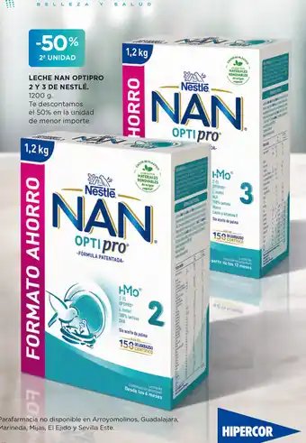 Hipercor Leche Nan Optipro 2 y 3 De Nestlé oferta
