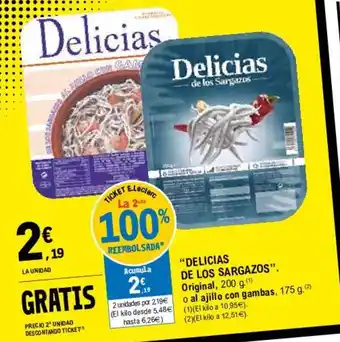 E.Leclerc "Delicias De Los Sargazos" Original 200g o al ajillo con gambas 175g oferta