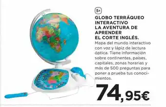 Hipercor Globo terráqueo interactivo la aventura de aprender el corte inglés oferta