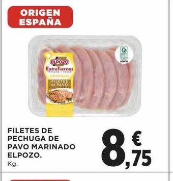 Hipercor Filetes de pechuga de pavo marinado elpozo kg oferta