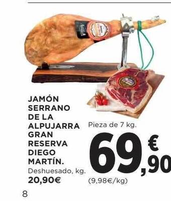 Hipercor Jamón serrano de la alpujarra gran reserva diego martín oferta