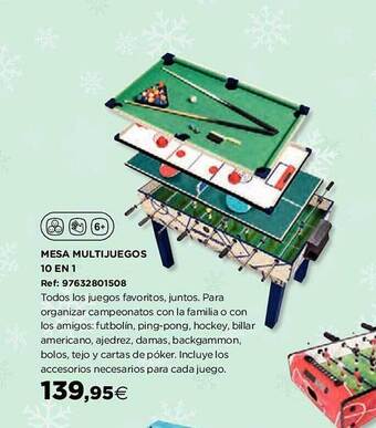 Hipercor Mesa multijuegos 10 en 1 oferta