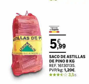 Leroy Merlin Saco de astillas de pino 8kg oferta