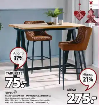 JYSK Royaoak mesa de bar sandby + taburete de bar pebringe oferta