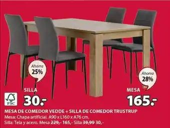 JYSK Mesa de comedor vedde + silla de comedor trustrup oferta