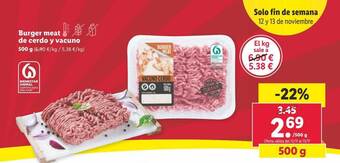 Lidl Burger meat de cerdo y vacuno oferta