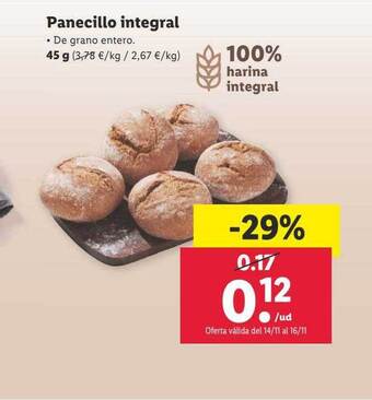 Lidl Panecillo integral oferta