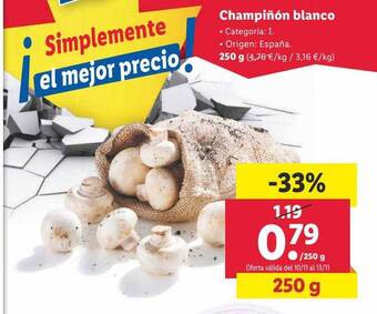 Lidl Champiñón blanco oferta