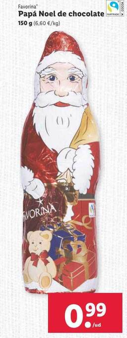 Lidl Favorina papá noel de chocolate oferta