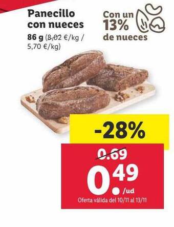 Lidl Panecillo con nueces oferta