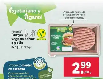 Lidl Vemondo burger vegana sabor a pollo oferta