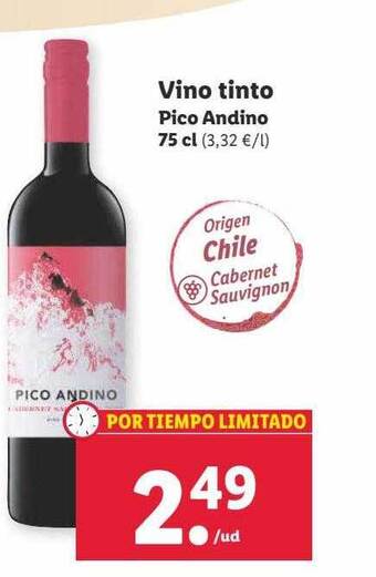 Lidl Vino tinto pico andino oferta