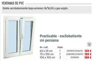 Bauhaus Practicable - Oscilobatiente Sin Persiana 60 x 70 cm oferta