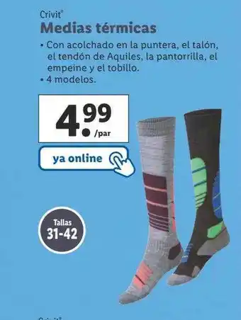 Lidl Crivit medias térmicas oferta