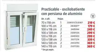 Bauhaus Practicable - Oscilobatiente Con Persiana De Aluminio 70 x 118cm oferta