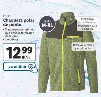 Lidl Crivit chaqueta polar de punto oferta