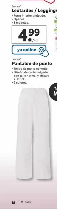 Lidl Esmara pantalón de punto oferta