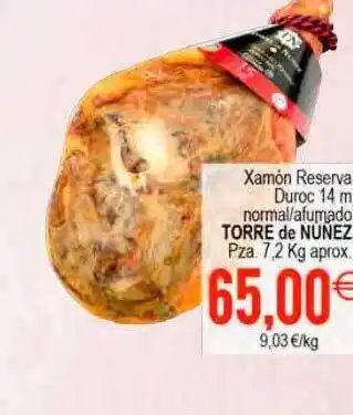 Plenus Supermercados Xamón reserva duroc 14m normal afumado torre de nunez oferta