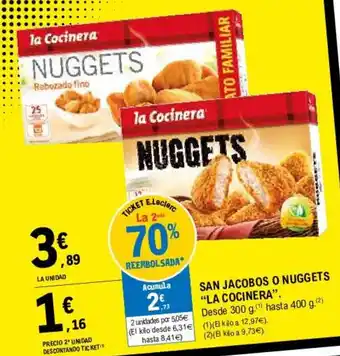 E.Leclerc "Lac Cocinera" San Jacobos O Nuggets 300g oferta