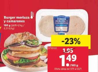 Lidl Burger merluza y camarones oferta