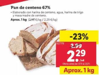Pan de centeno 67%