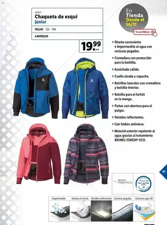 Lidl Crivit chaqueta de esqui junior oferta