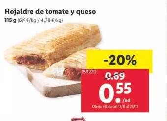 Lidl Hojaldre de tomate y queso oferta
