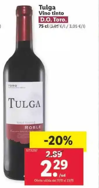 Lidl Tulga vino tinto d.o. toro oferta