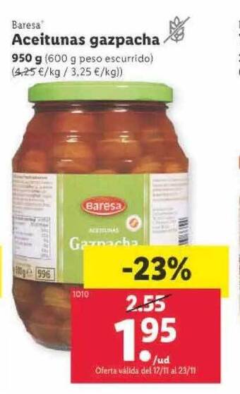 Lidl Baresa aceitunas gazpacha oferta