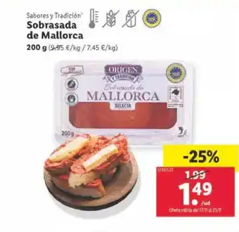 Lidl Sabores y tradición sobrasada de mallorca oferta