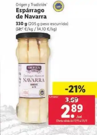 Lidl Origen y tradición espárrago de navarra oferta