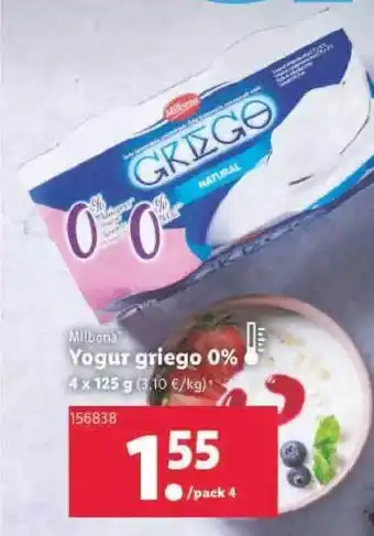 Lidl Milbona yogur griego 0% oferta