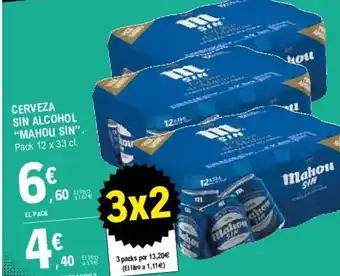 E.Leclerc "Mahou Sin" Cerveza Sin Alcohol 12 x 33cl oferta