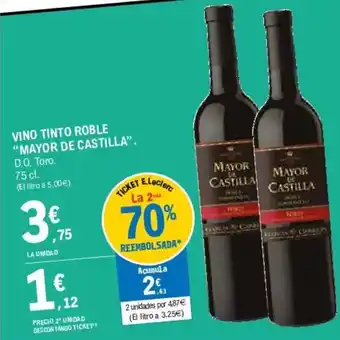 E.Leclerc "Mayor De Castilla" Vino Tinto Roble 75cl oferta